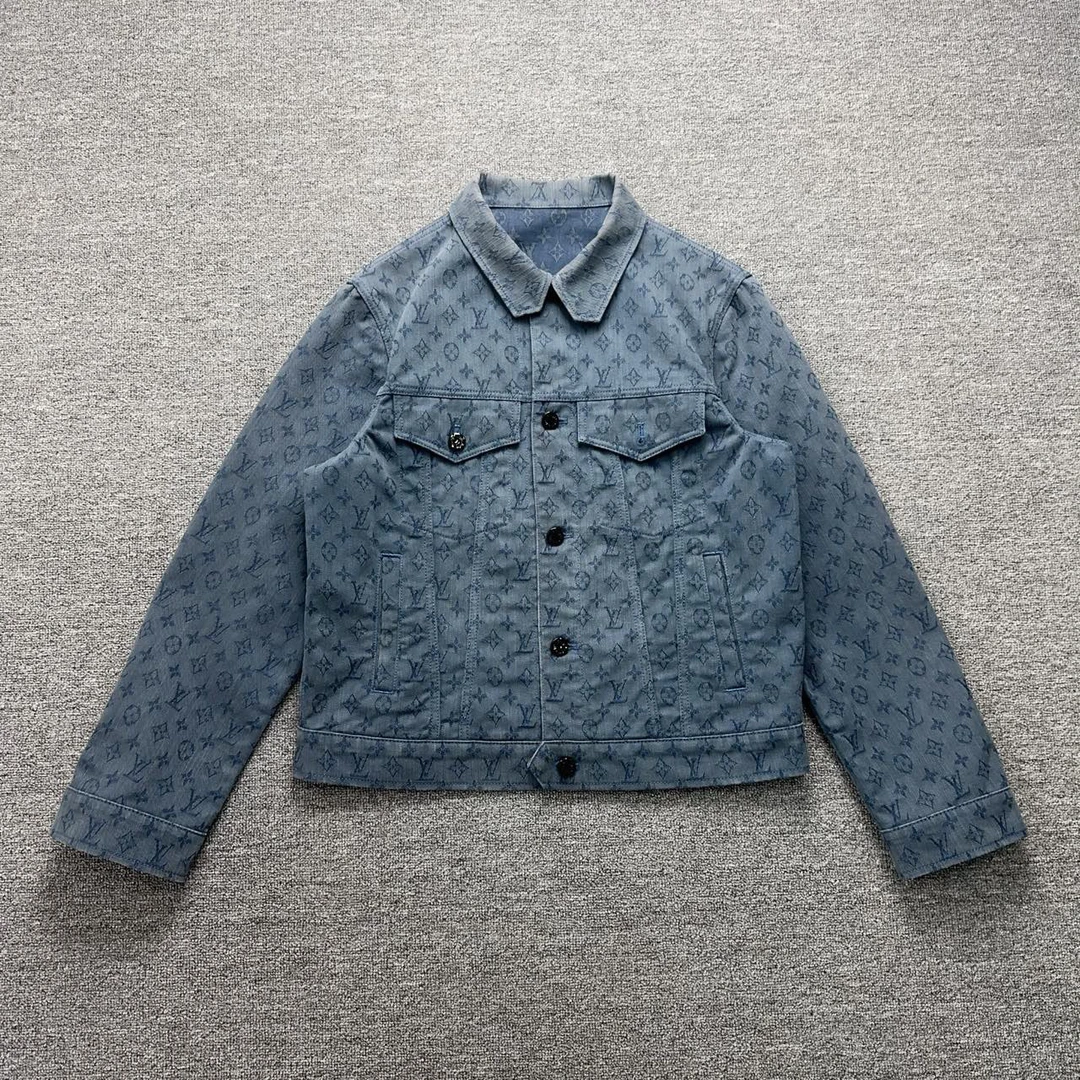未使用 LouisVuitton/路易威登 y065/48码/蓝色老花满印牛仔外套