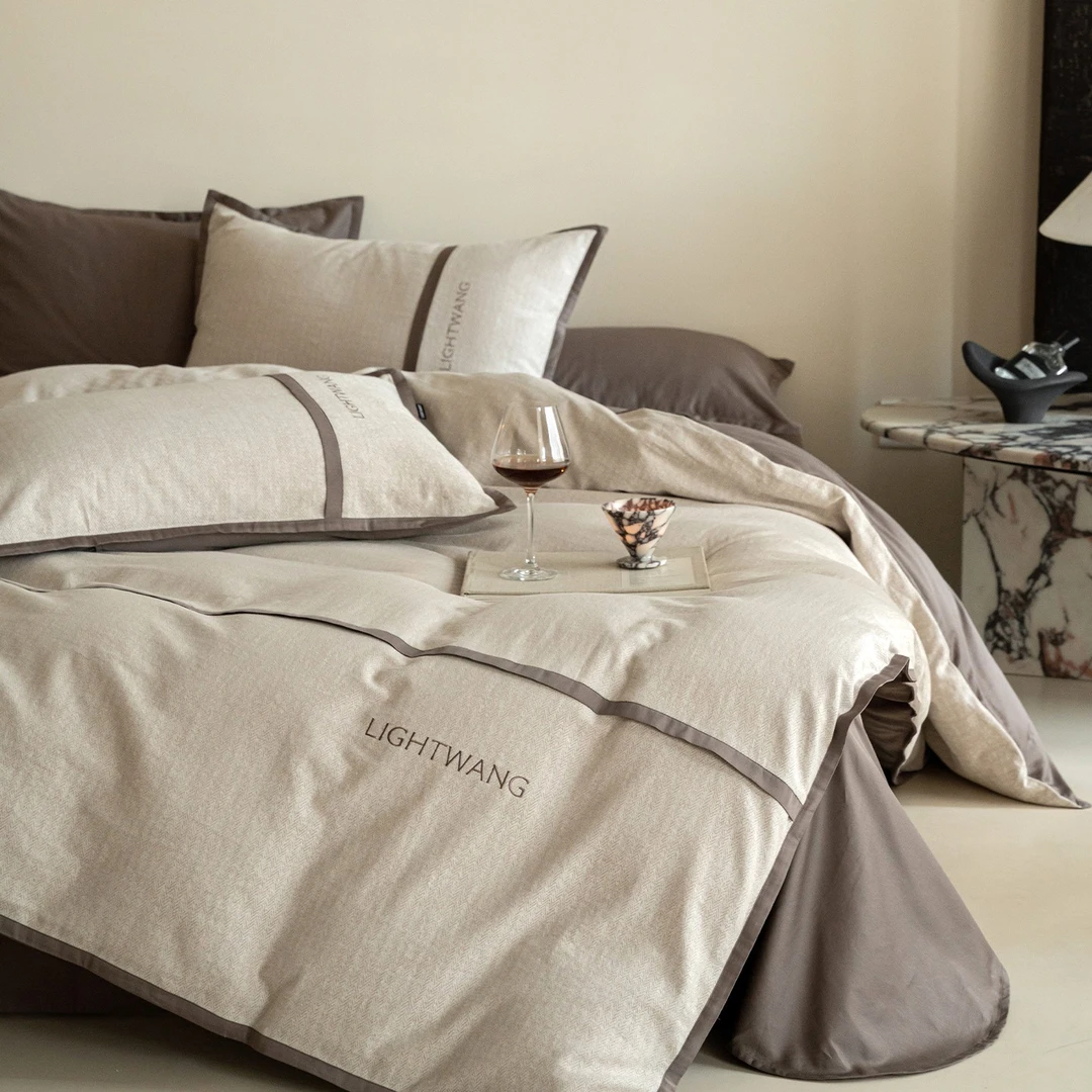 轻奢云感色织丨长绒棉四件套纯棉全棉亲肤裸睡床单被套高级感床品