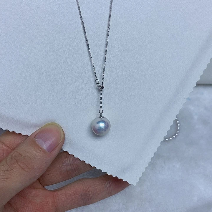 银S925镶嵌淡水珍珠吊坠(赠链)11-12