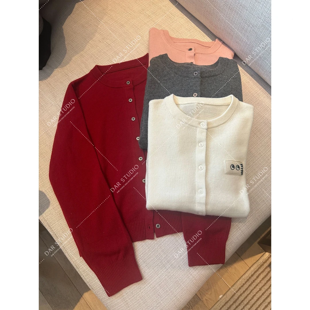 DAR STUDIO 【小眼睛开衫】100羊毛冬季新款开衫毛衣24203