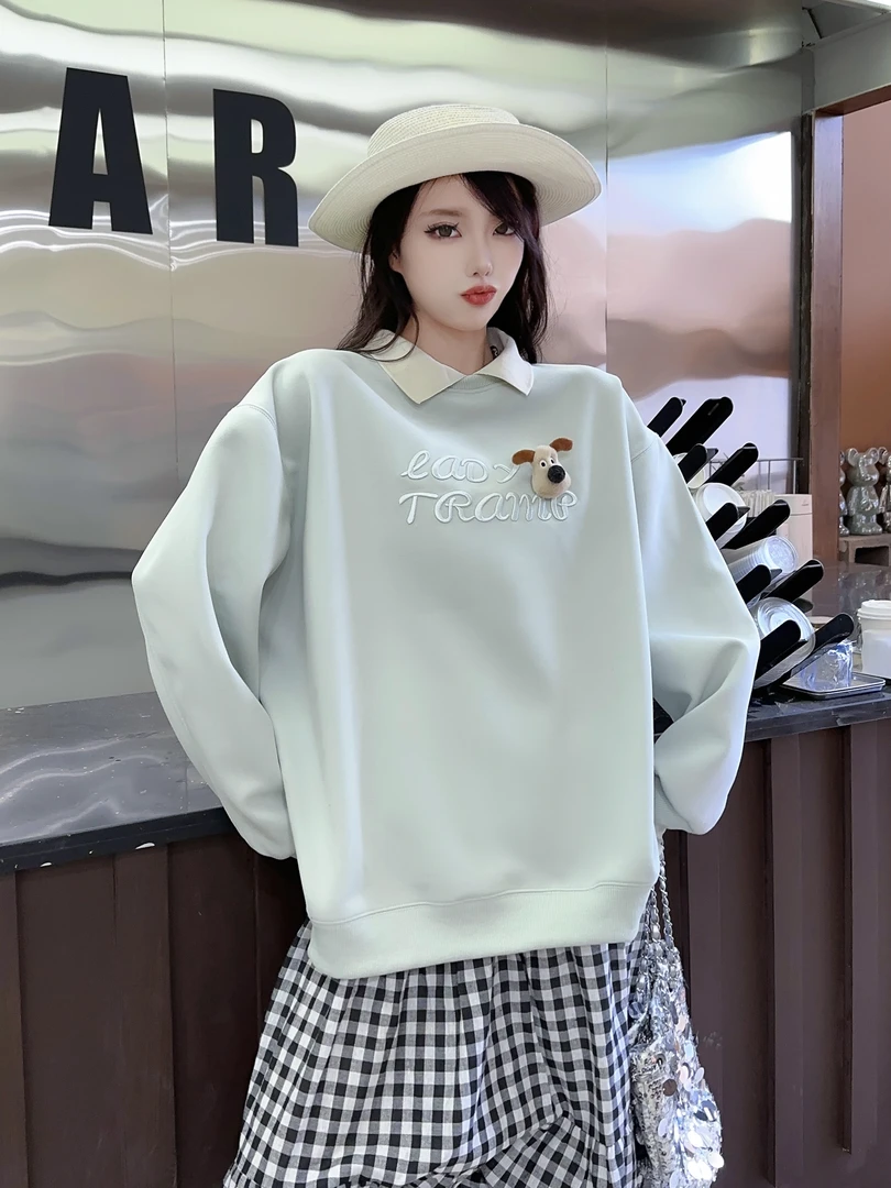 【实体店品质】孕妇装春款字母小狗宽松中长款卫衣