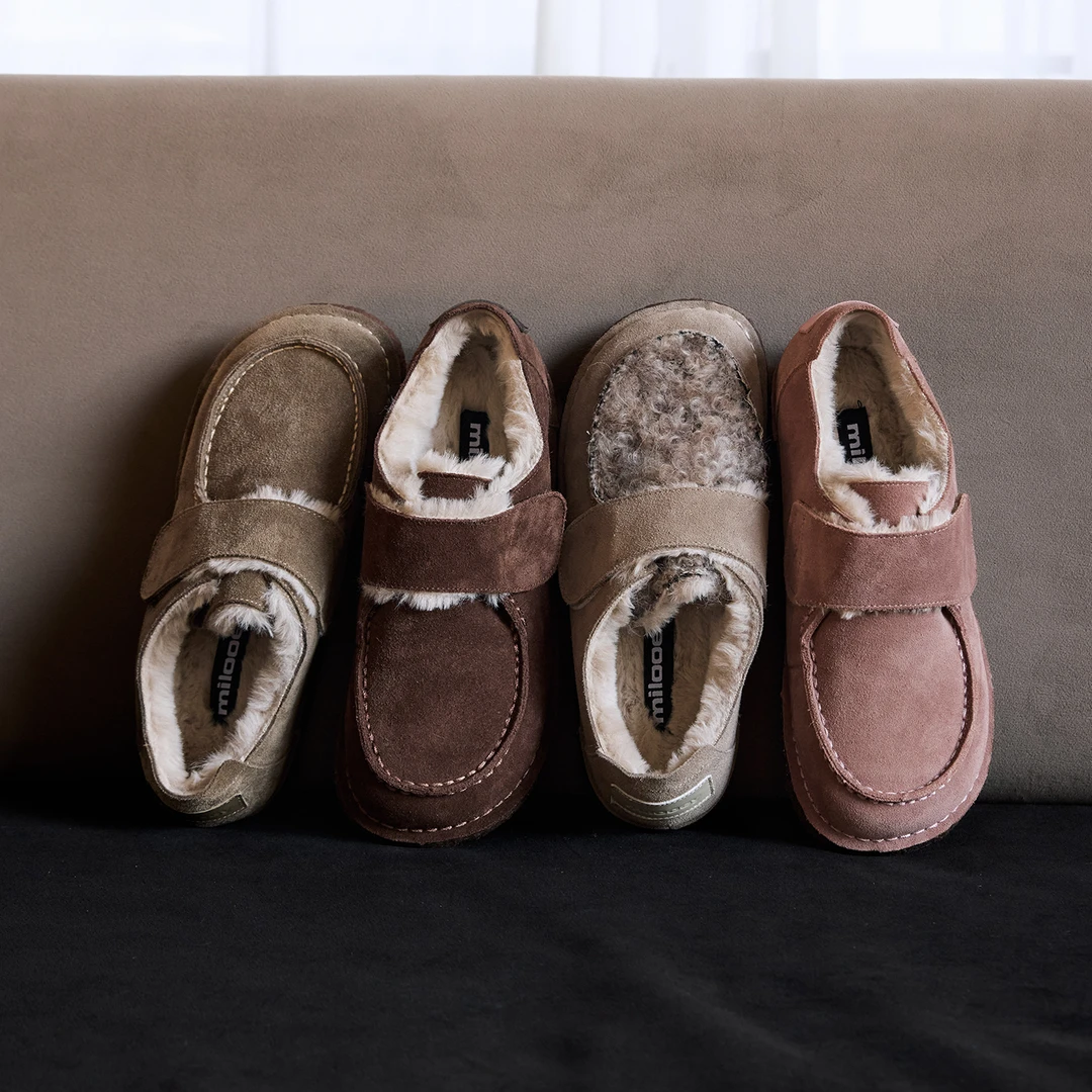 迷失麋鹿【泡芙火山面包鞋】圆头魔术贴棉鞋女冬季休闲加绒面包鞋