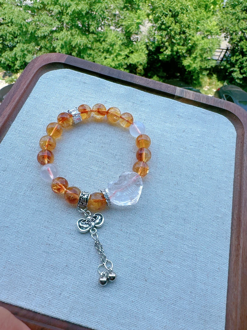 【莹莹专属】天然黄水晶九尾狐手串M4436