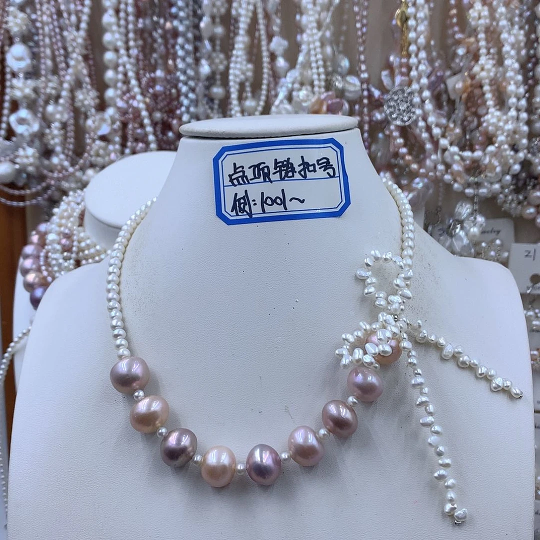 淡水珍珠银S925镶嵌项链耳饰