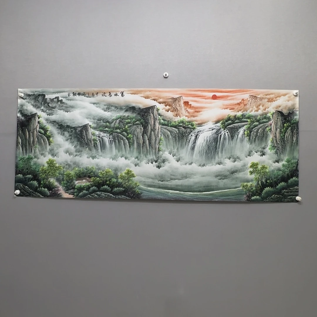 国画横幅六尺精品山水贾敏