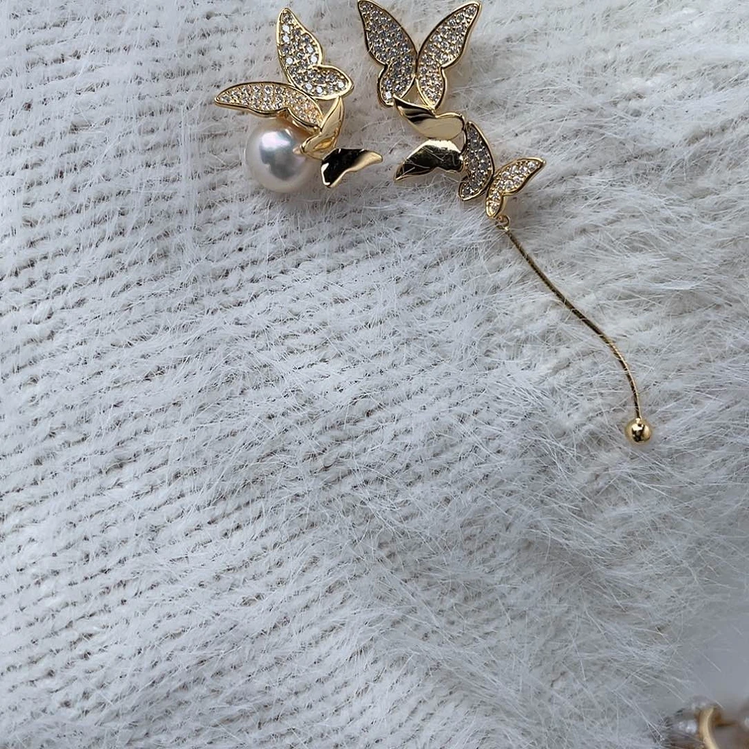 海水珍珠耳饰银S925镶嵌