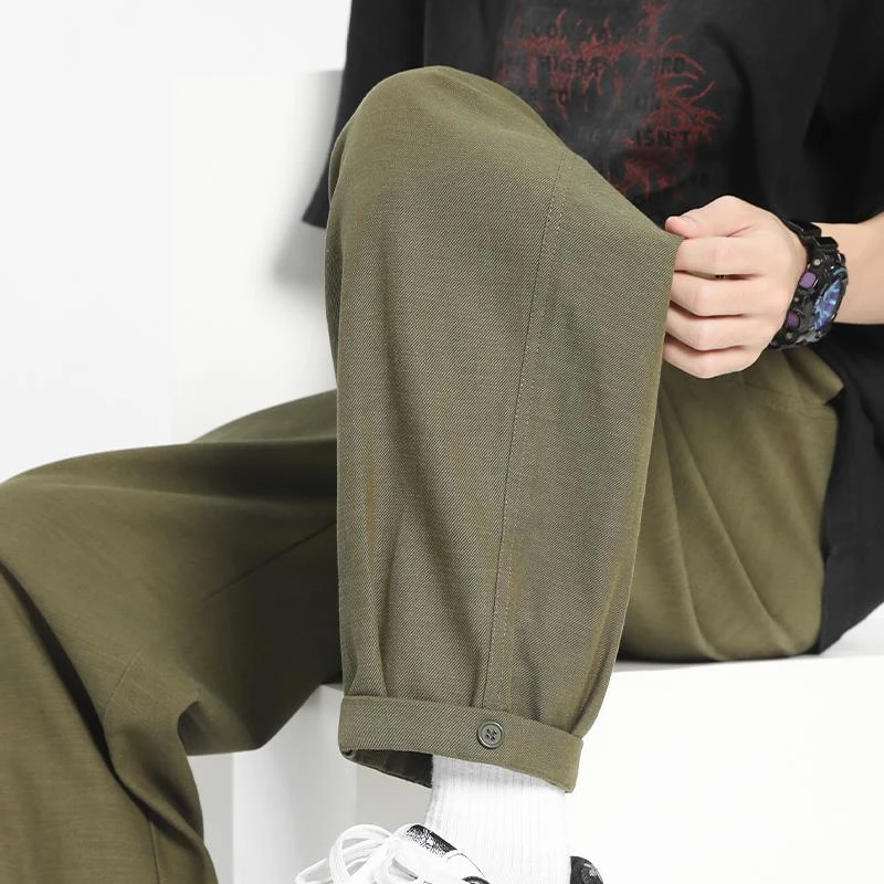 【JRXR男装】铜氨丝男裤夏季薄款九分裤宽松直筒裤垂感休闲裤男士