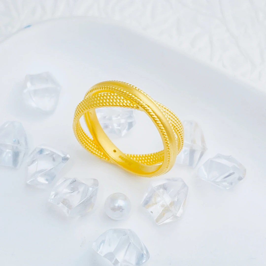 【国潮】足金999  双环交织戒指 1.74 14圈口