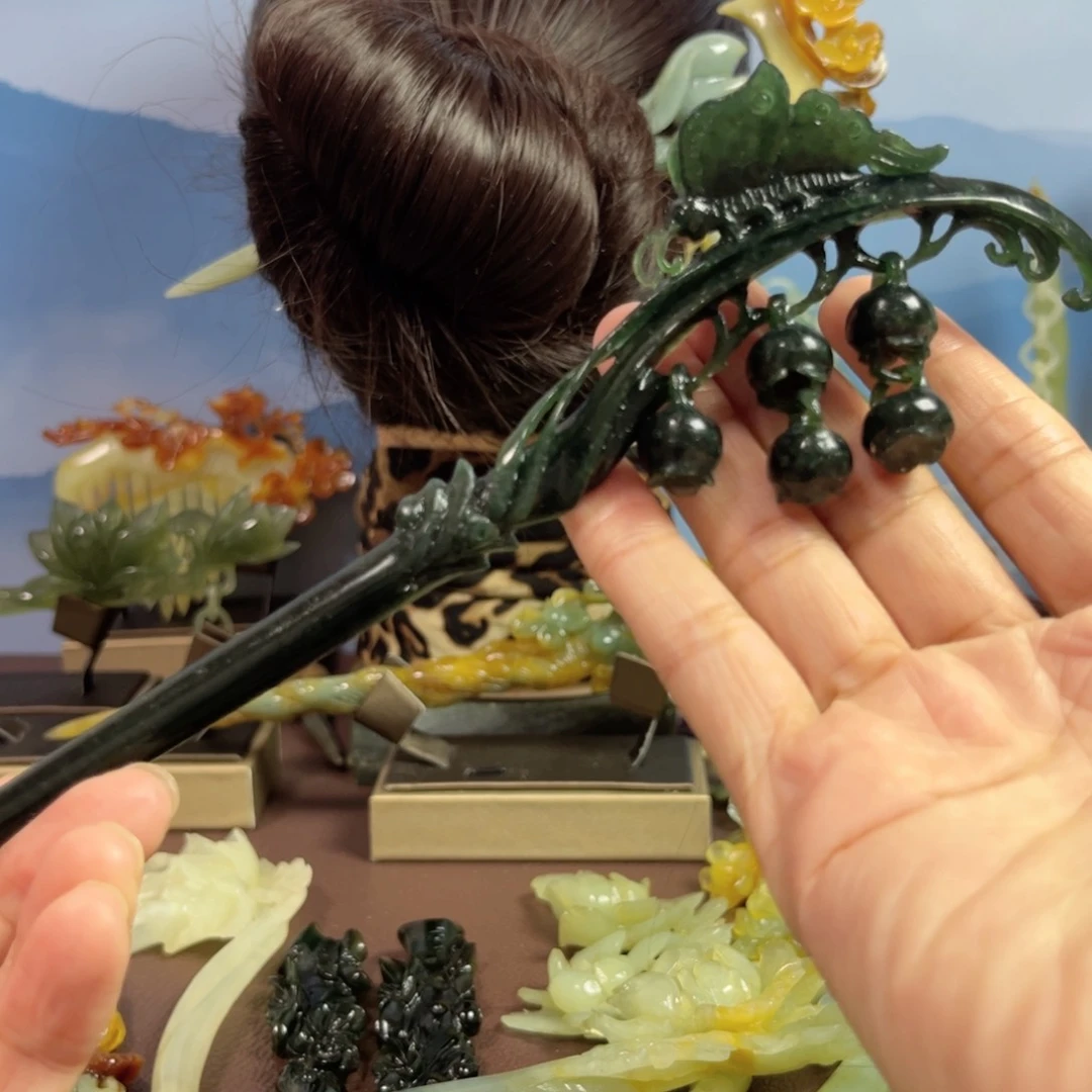 蛇纹石玉发饰未镶嵌最****了