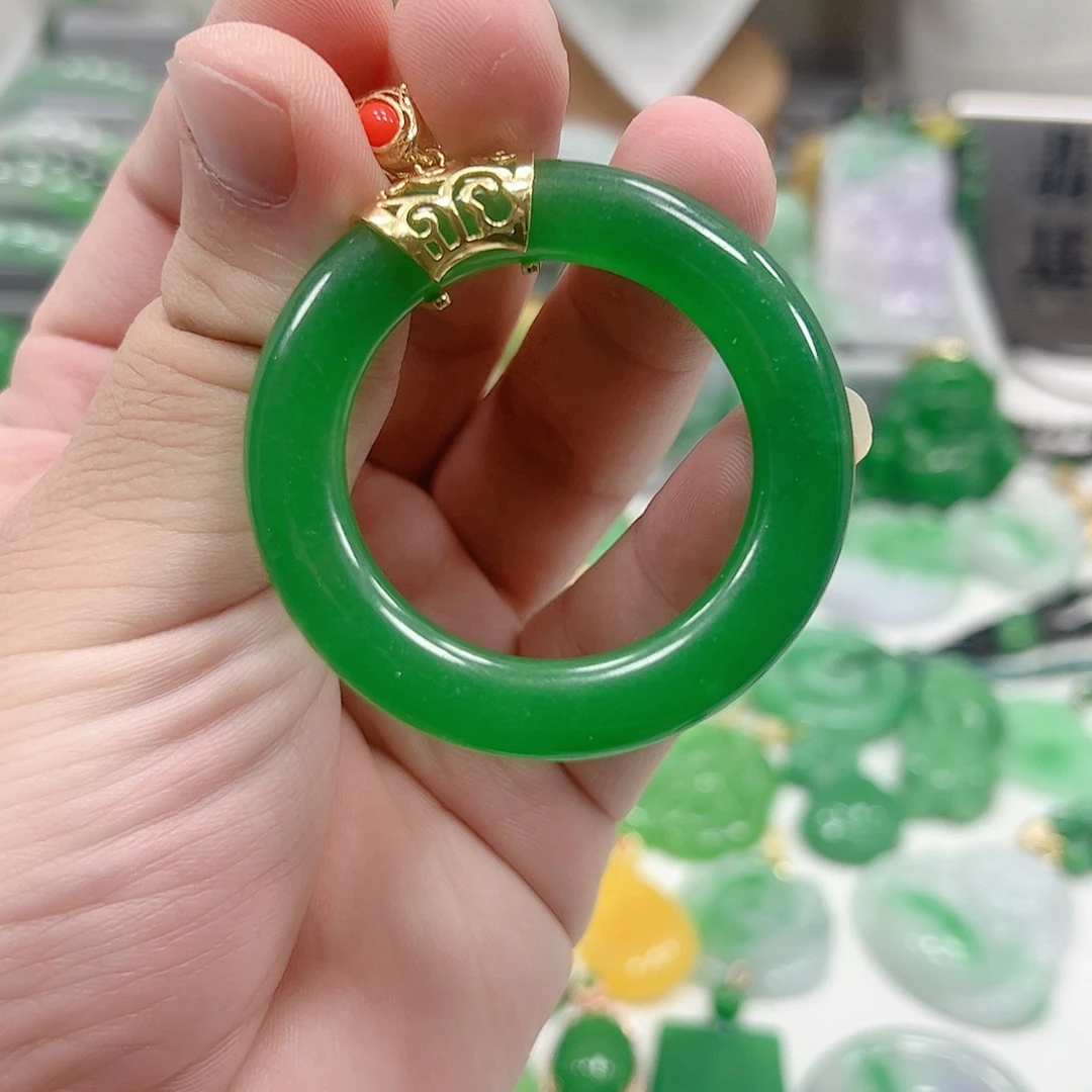 吊坠(赠链)14K金镶嵌翡翠