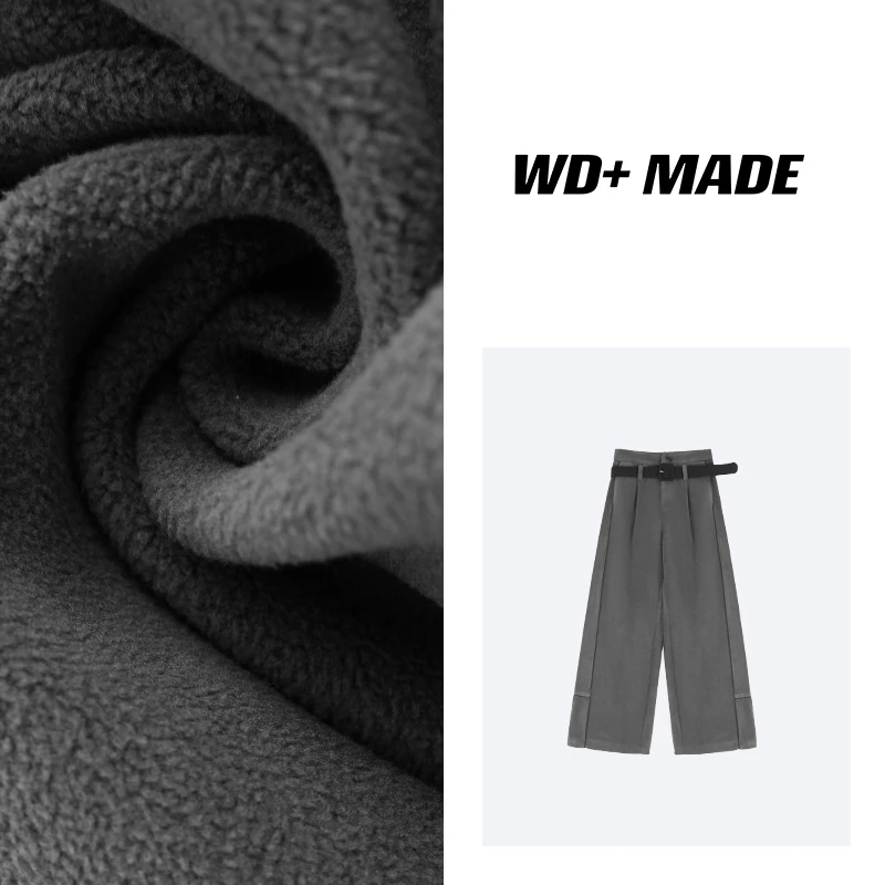 时尚百搭设计师高级减龄高腰宽松保暖直筒休闲裤