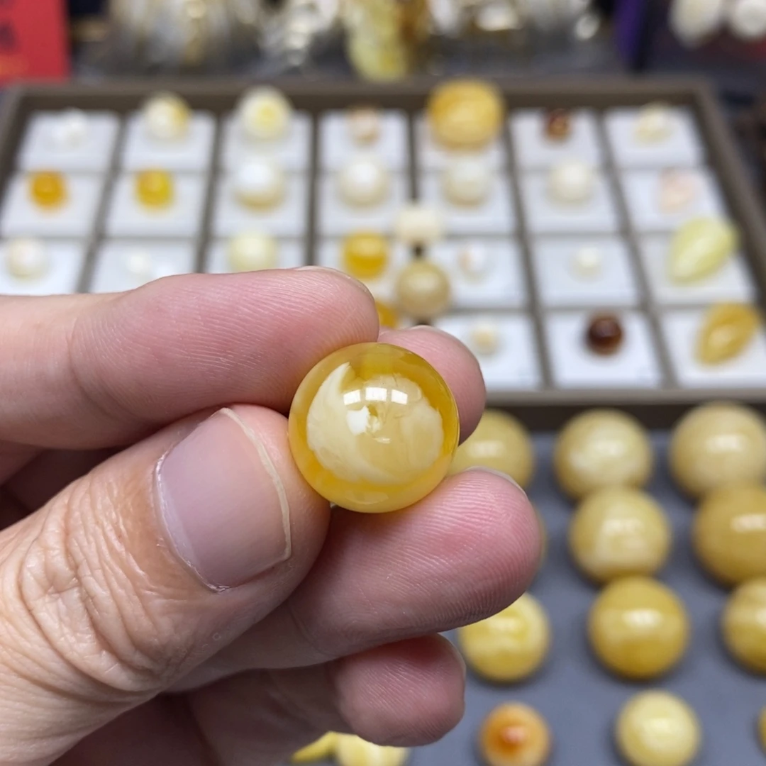 琥珀未镶嵌珠宝奇石16圆珠