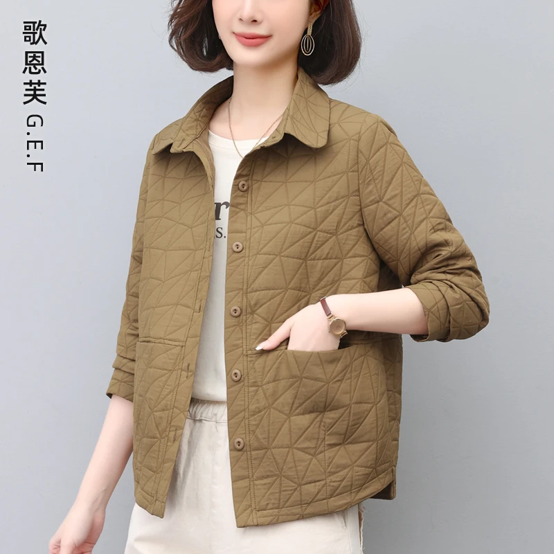 休闲薄款外套女春秋2025新款小个子洋气大码中年妈妈上衣翻领夹克