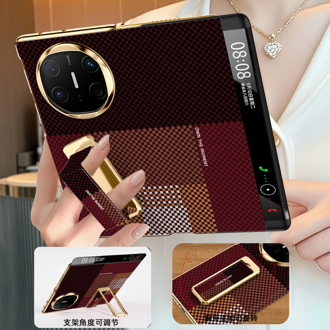 【翻盖腕带支架】华夫型格纹适用华为matex6手机壳简约新款mate x5