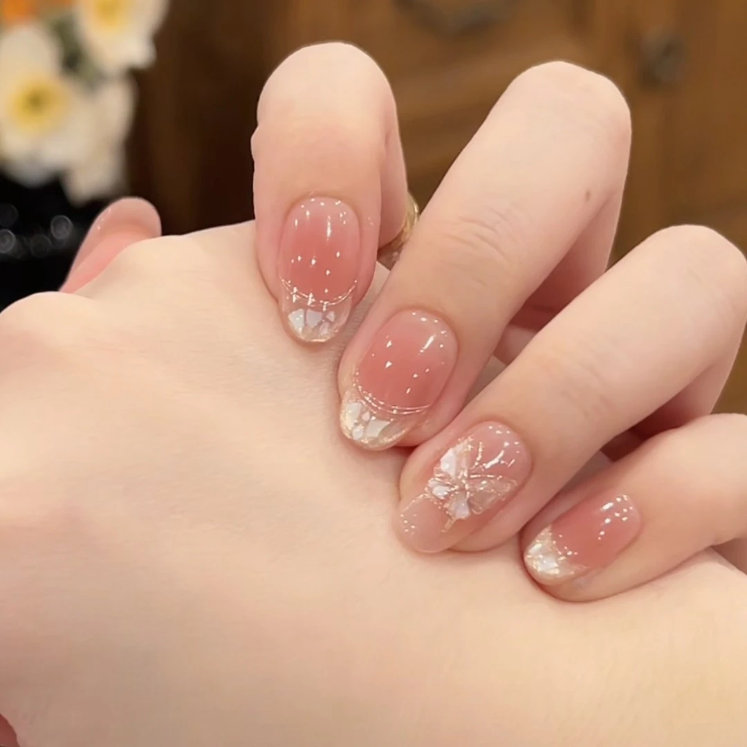 茉哉清现货【月下蝶影】纯手工定制美甲拆卸穿戴甲A4291