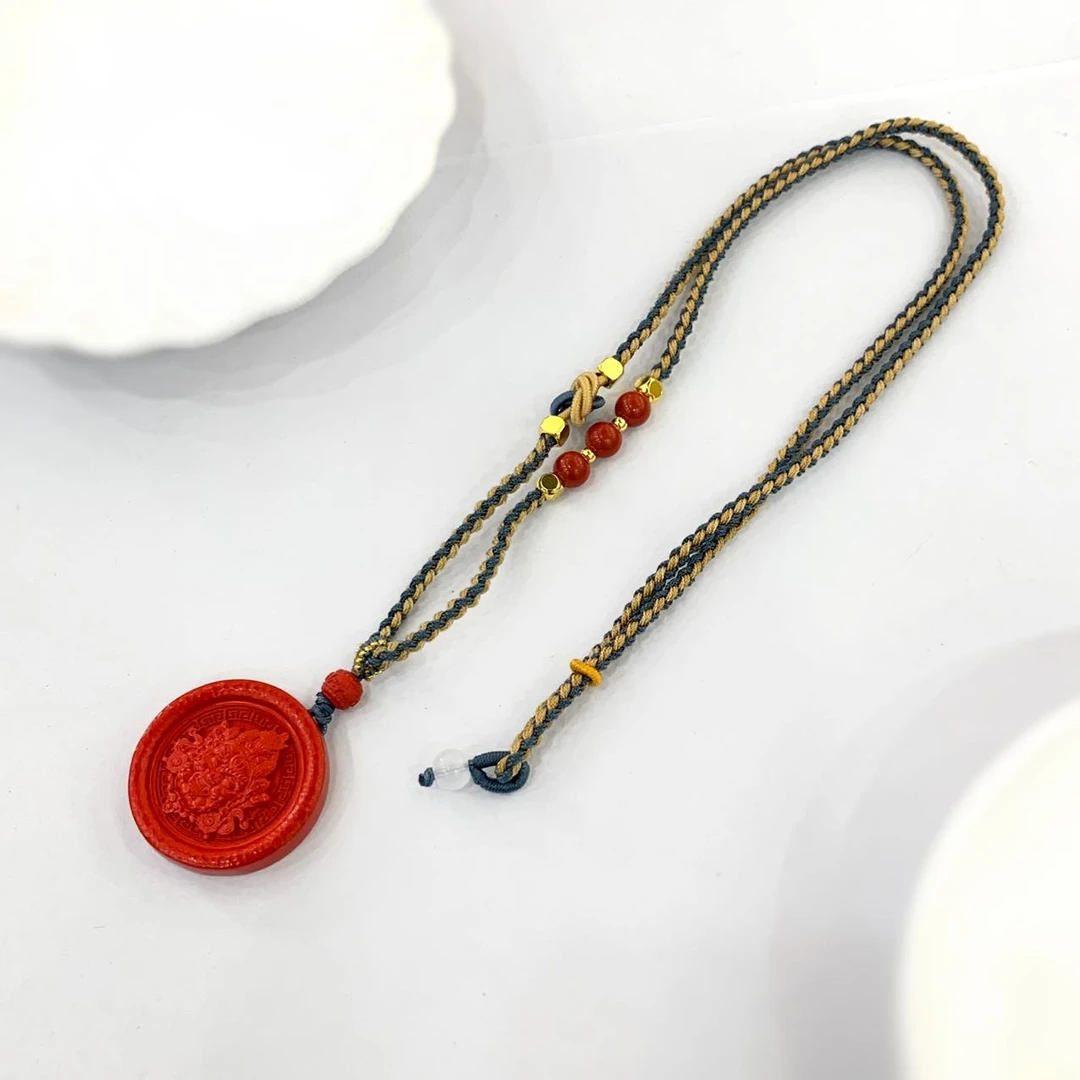 含辰砂工艺品【小宝珠宝】10 S27418-黄财神吊坠-29x5mm