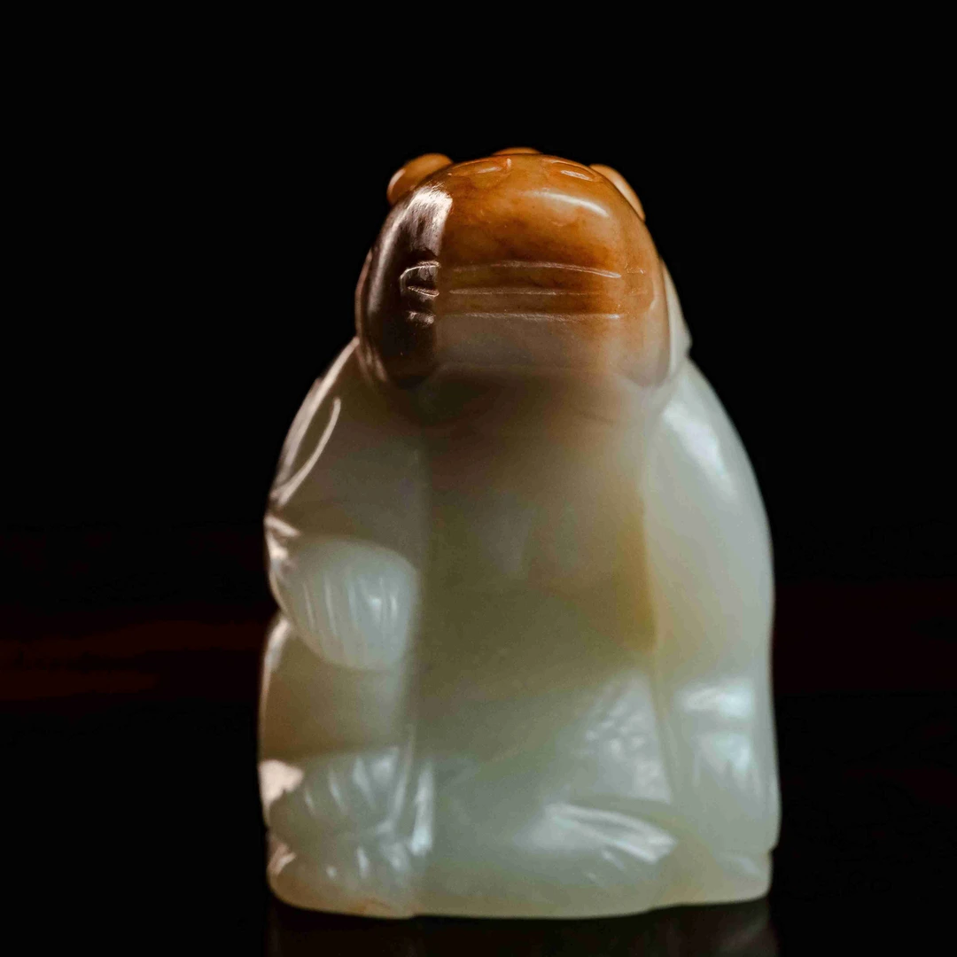 明代和田玉坐熊花件-NX