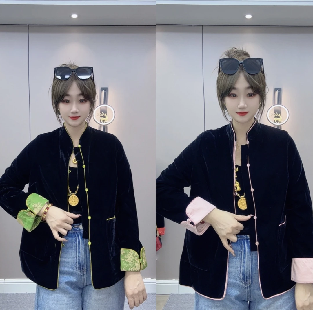 DD-889春季新款新中式丝绒外衣