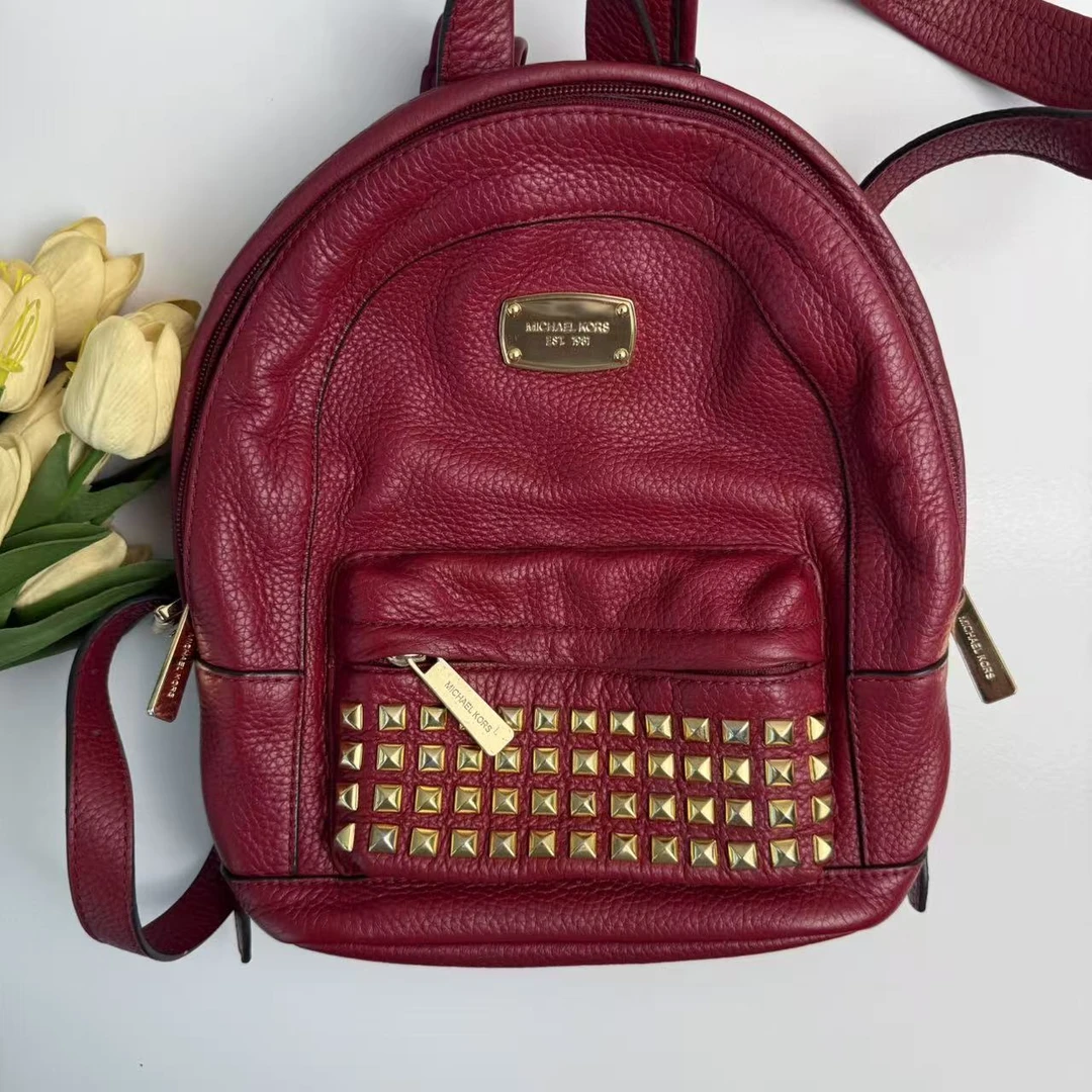 95新 MICHAEL KORS/迈克高仕 迈克高仕红色小号百搭双肩包