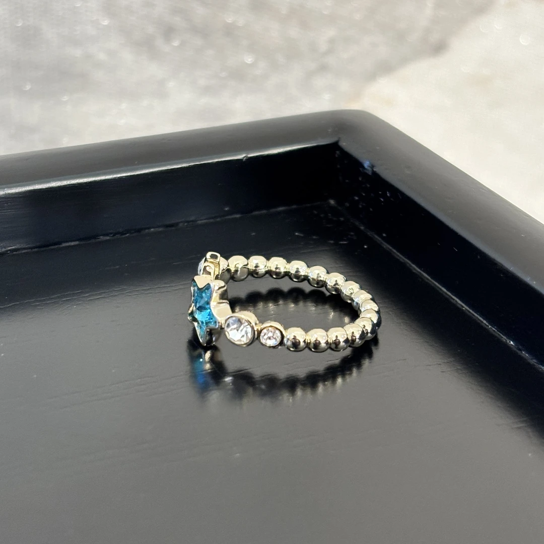 铜合金合成锆石戒指 蓝星星臭臭戒指JZ1886