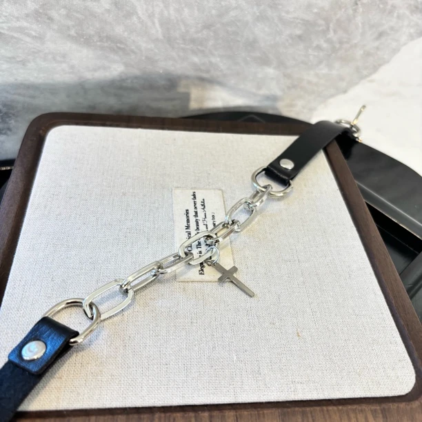 铜合金皮质项链 十字镂空项链XL3112