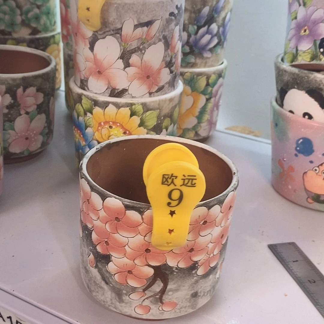 红泥花盆红陶手绘花盆