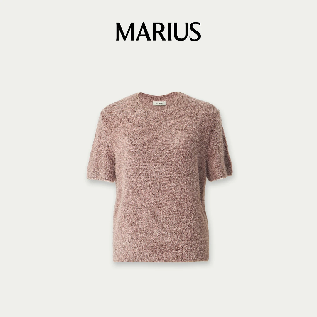 MARIUSMARIUS“芋泥T”轻奢羊绒柔软触感干爽抗皱实用和花式短套衫