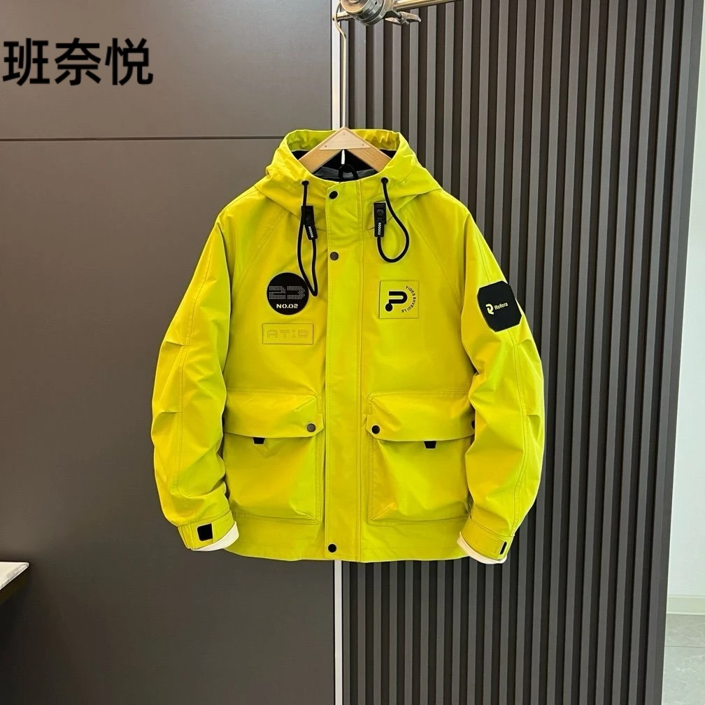 班奈悦工装连帽夹克男士春秋季新款美式潮牌休闲痞帅户外冲锋衣外