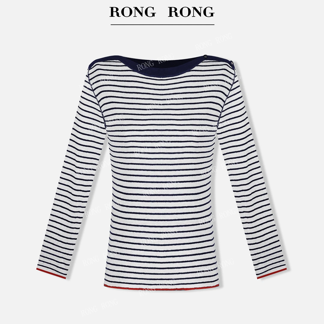 溶溶【星落条序】RONGRONG 莱赛尔混纺撞色条纹高级感针织衫25S36