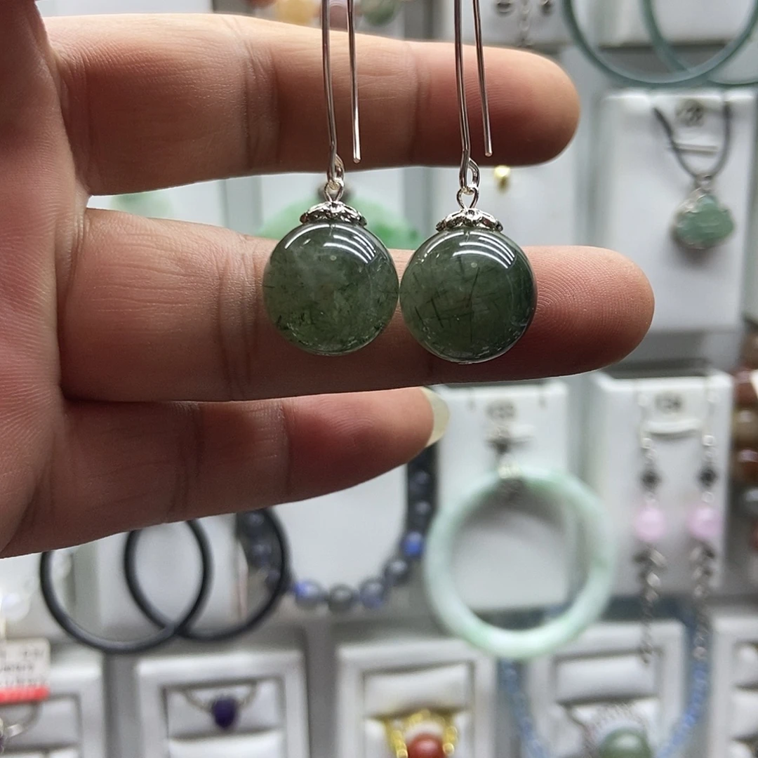 银S925镶嵌耳饰发晶品质珠宝