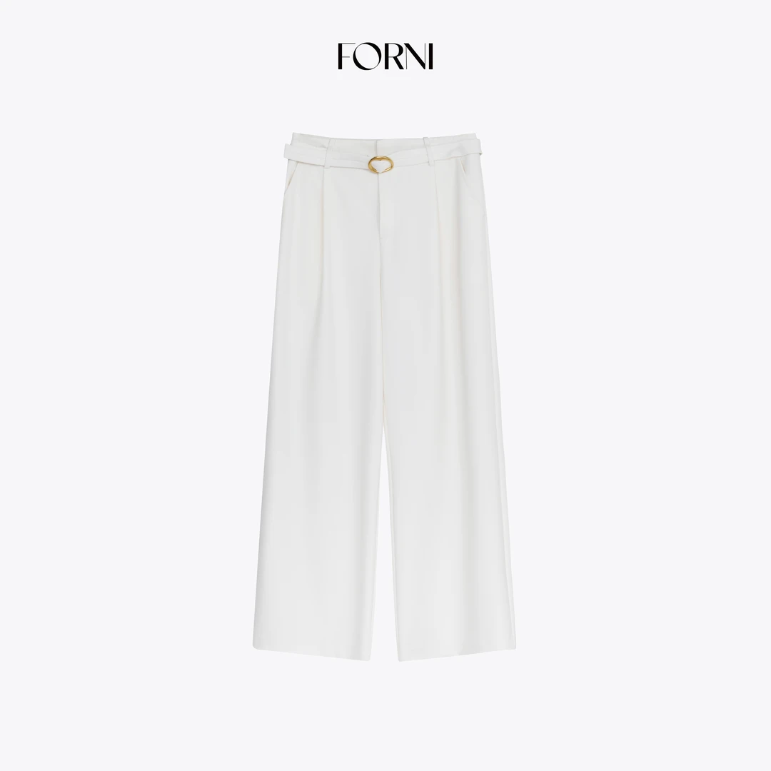 FORNI 广角长腿 异形不规则金属扣头腰带老钱天丝垂感阔腿长裤