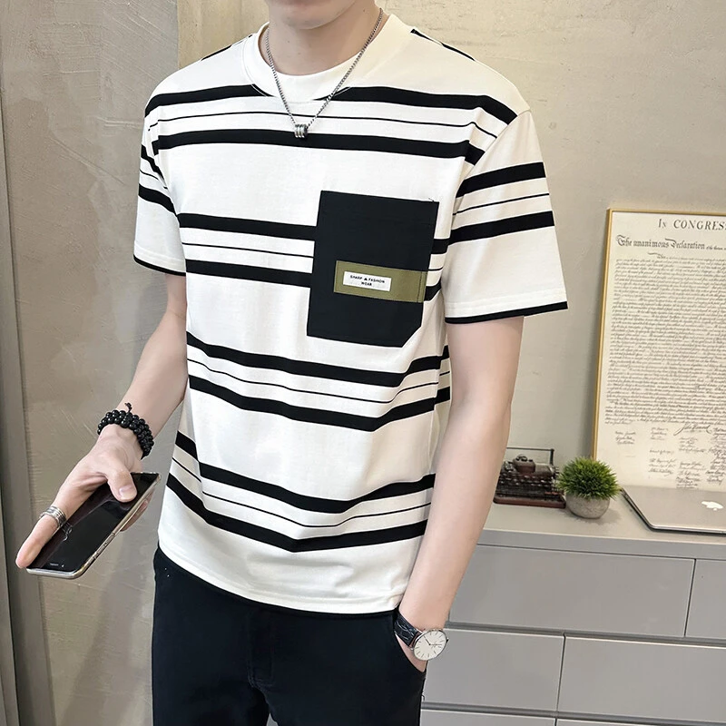 男士夏季春季圆领短袖T恤韩版上衣修身时尚帅气修身薄款半袖