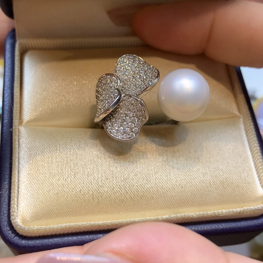 银S925镶嵌戒指海水珍珠