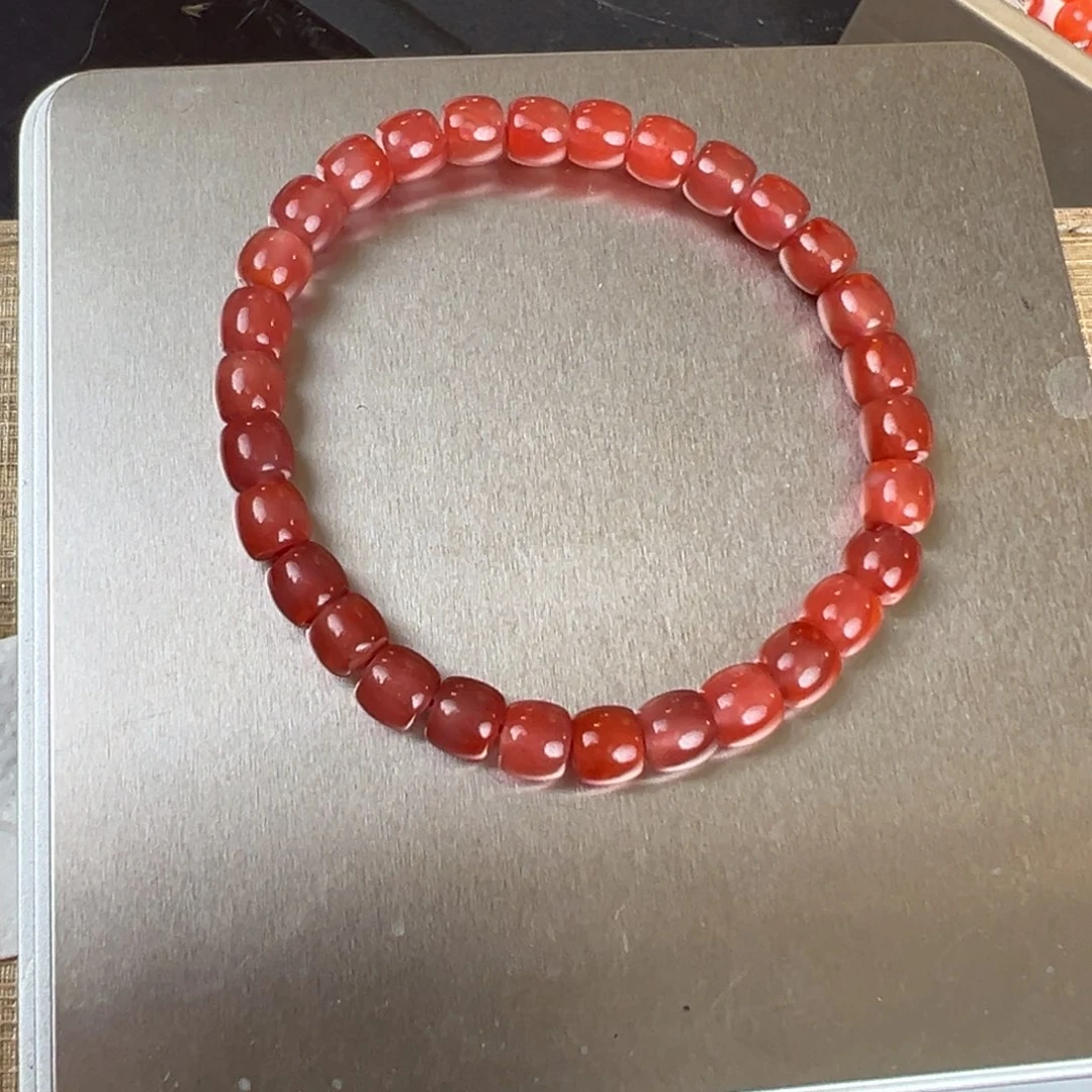 手串未镶嵌南红玛瑙玫瑰红老型无裂6MM