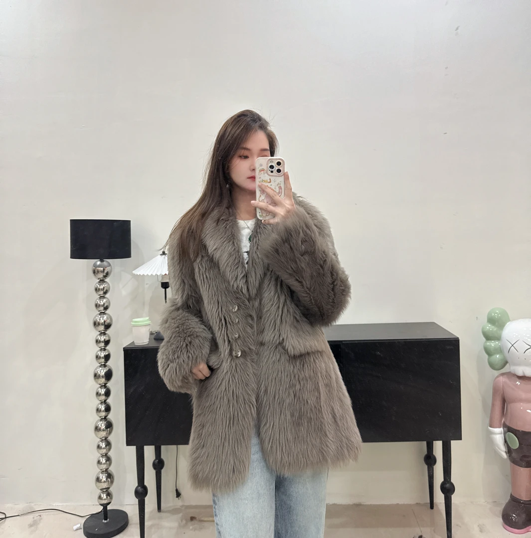 【亦丹】YD-33305「都市夜游」托卡直毛西装领时尚百搭原生态皮毛一体