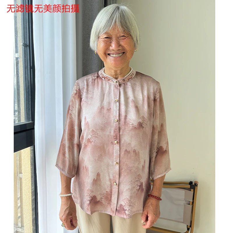 妈妈装夏装衬衫2025新款国风上衣中老年人夏季时尚洋气奶奶装衣服