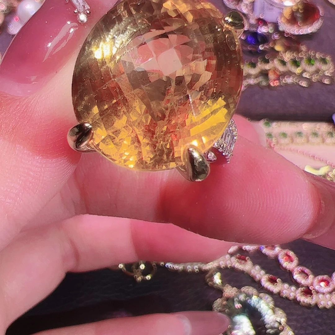 黄晶黄水晶银S925镶嵌