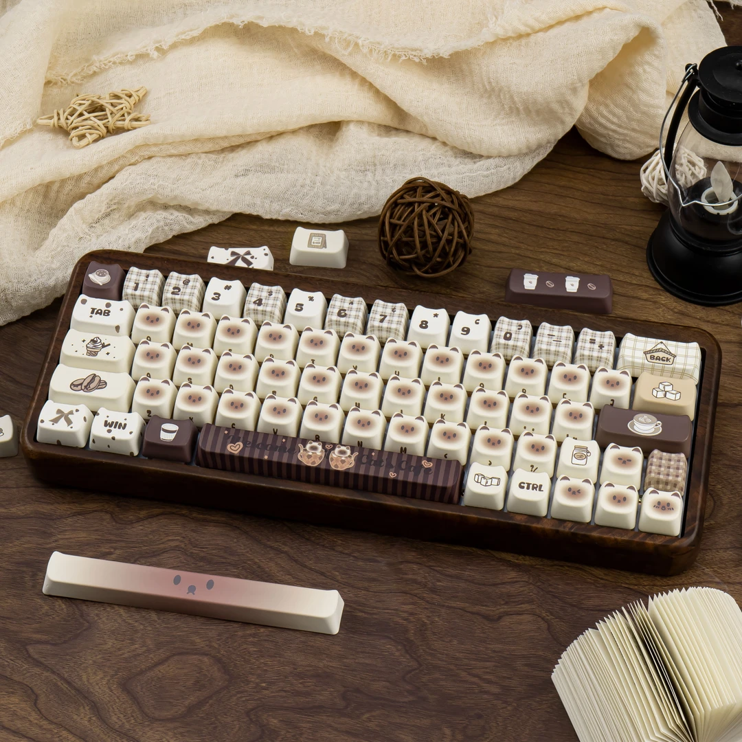 【暹罗猫咖啡馆】键帽MAO高度pbt材质热升华高颜值创意可爱卡通键帽