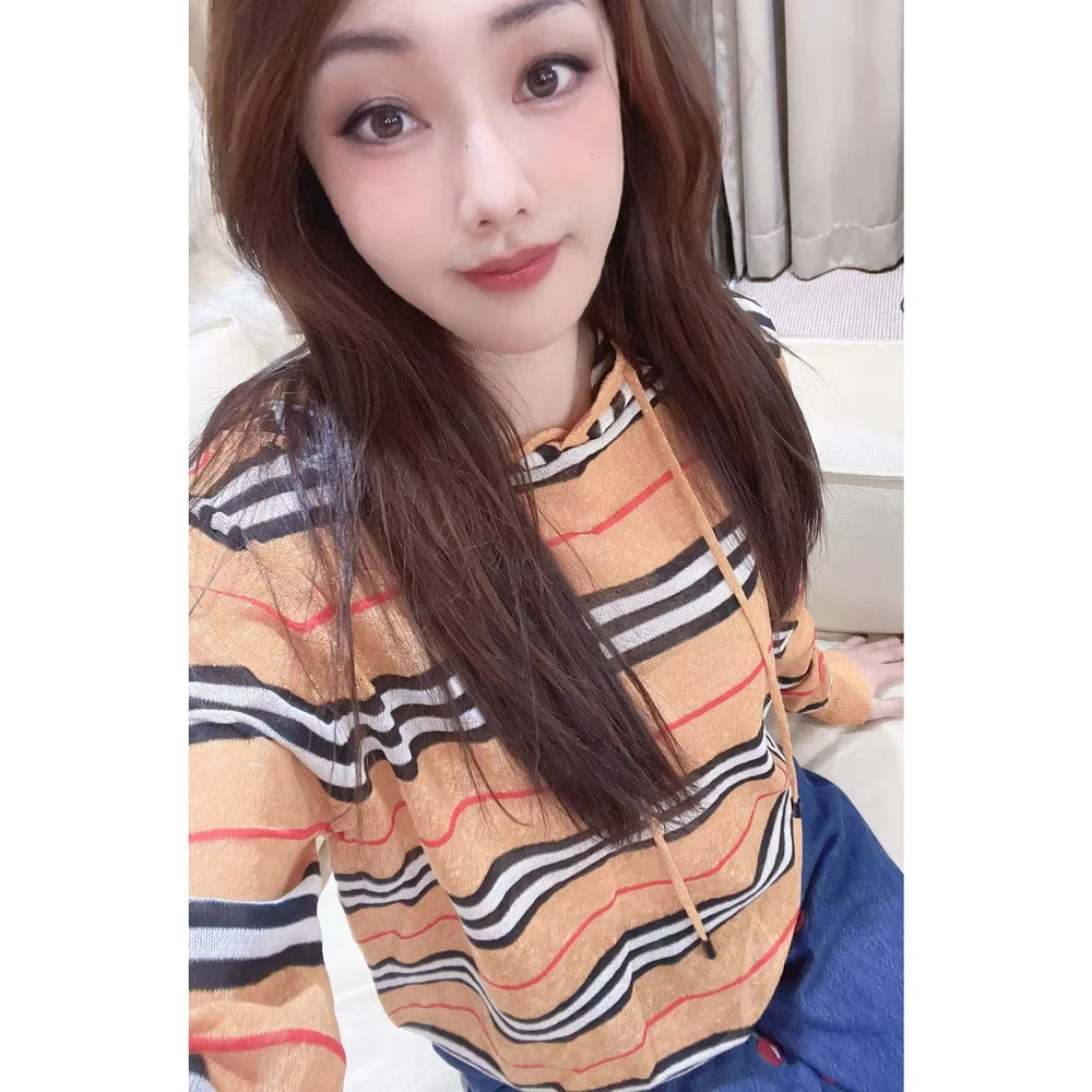 包嫂【W4040咖条色毛衣】上衣针织衫女装秋冬新款外搭慵懒风毛衣