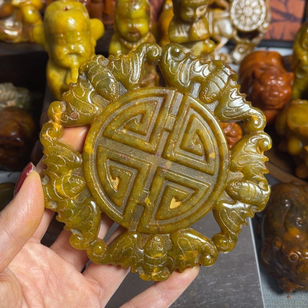 蛇纹石玉合金颈饰