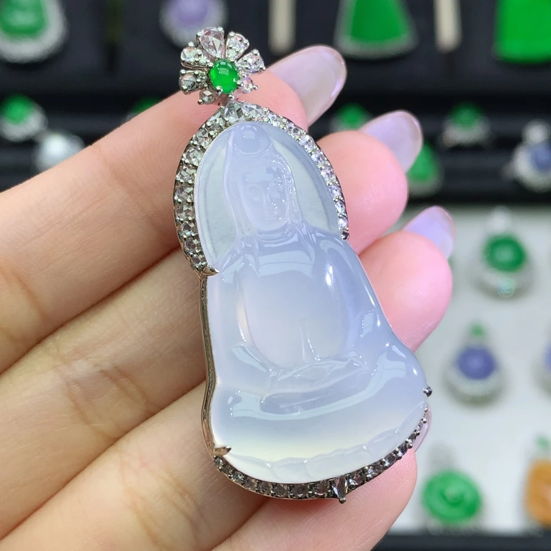 翡翠18K金镶嵌吊坠(不含链)