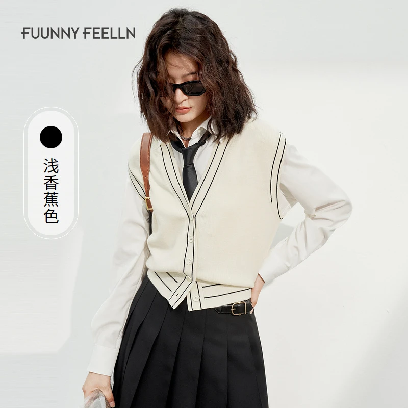 FF||仿佛秋冬季马甲背心无袖针织衫经典复古时尚女上打