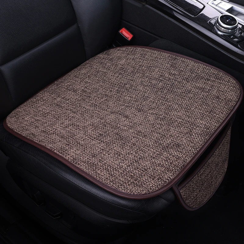 汽车四季通用亚麻坐垫座椅垫防滑耐磨柔软透气棉麻舒适简约坐垫