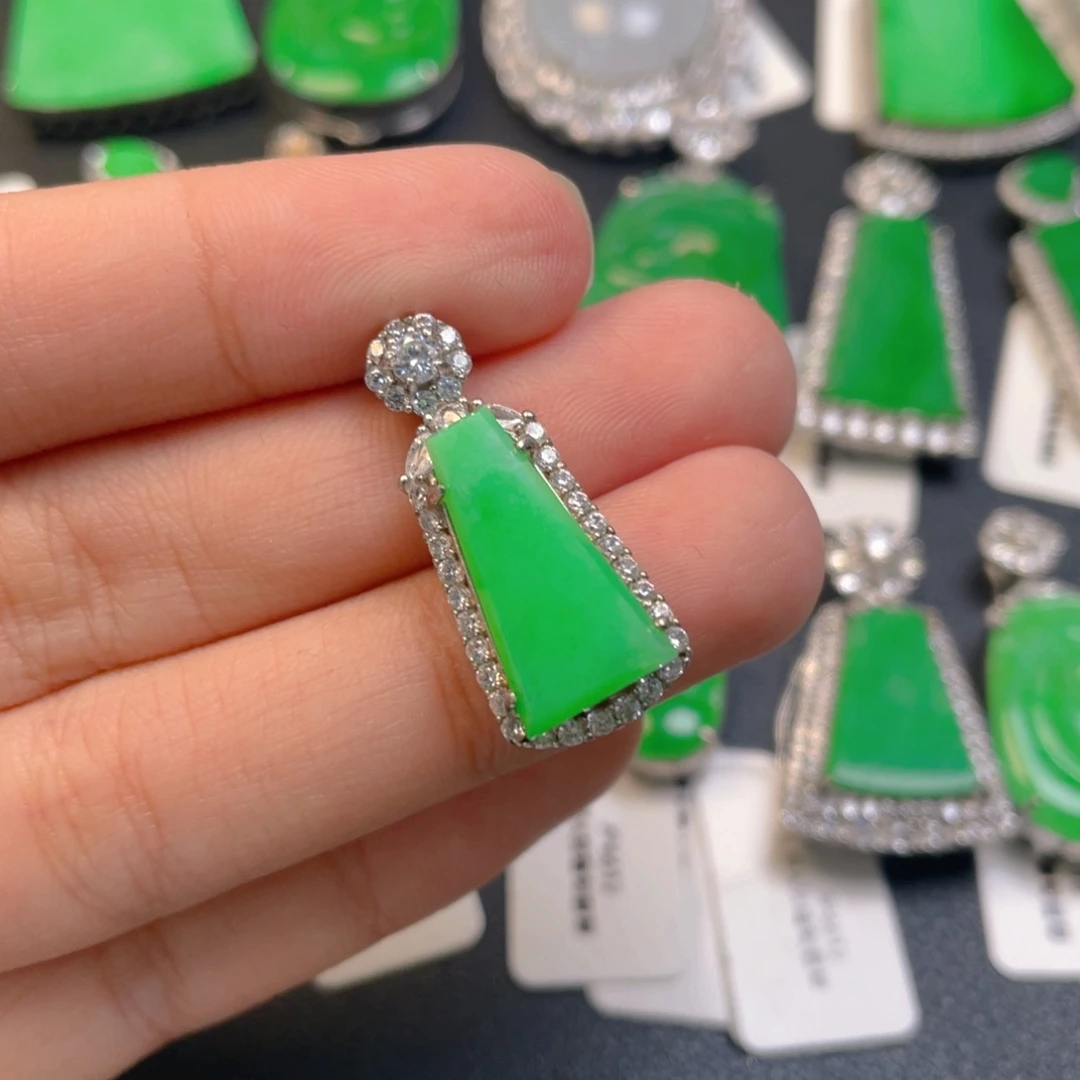 翡翠银S925镶嵌吊坠(不含链)