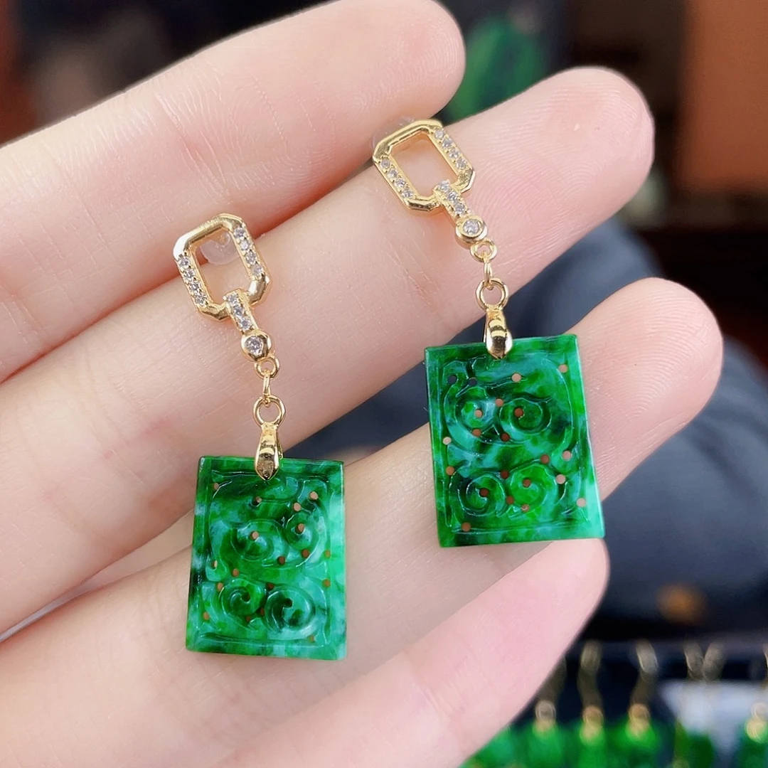 翡翠银S925镶嵌耳饰