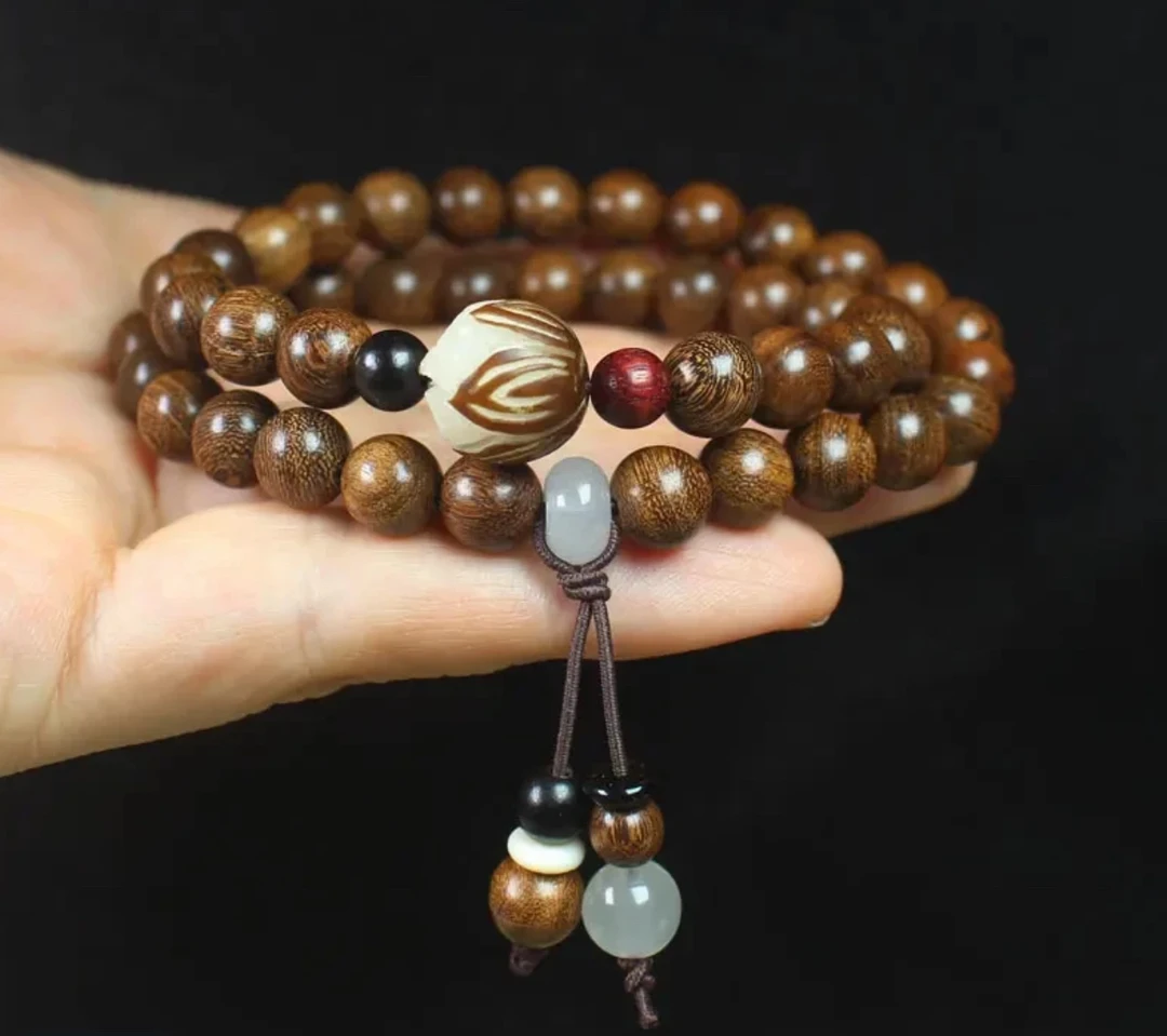 A27 金丝檀8mm双圈菩提莲花款060001