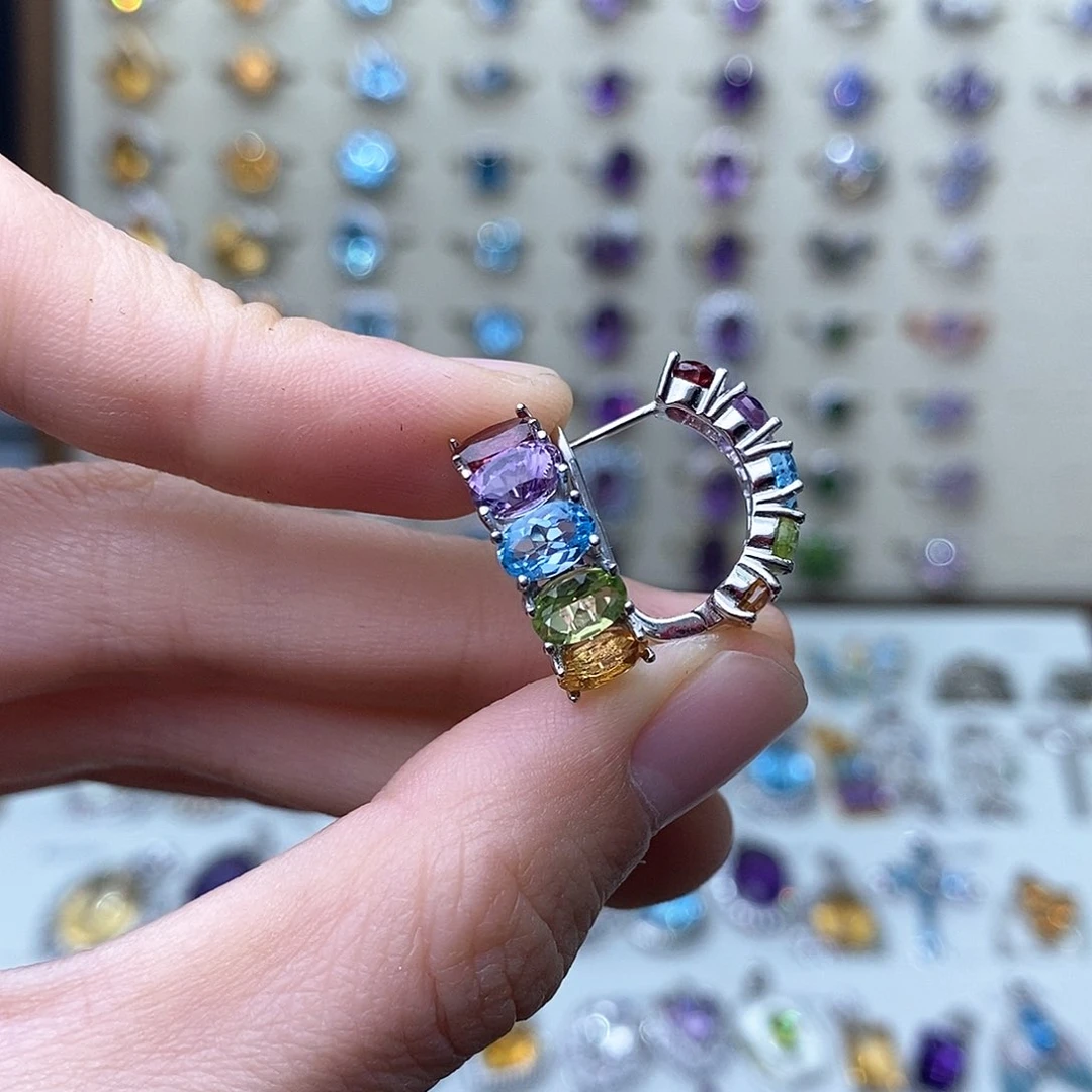 水晶耳饰银S925镶嵌多宝（需要证书备注）