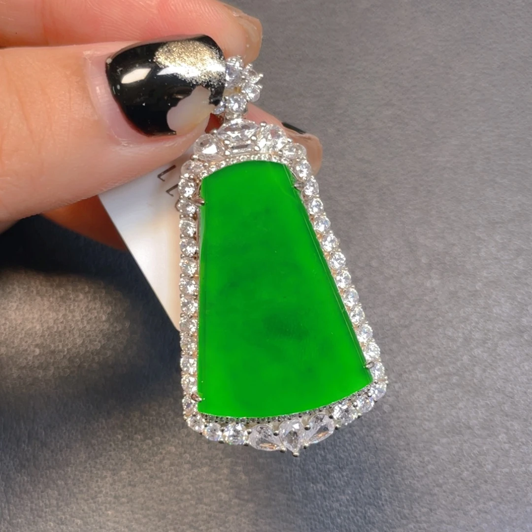 翡翠银S925镶嵌挂件hhj