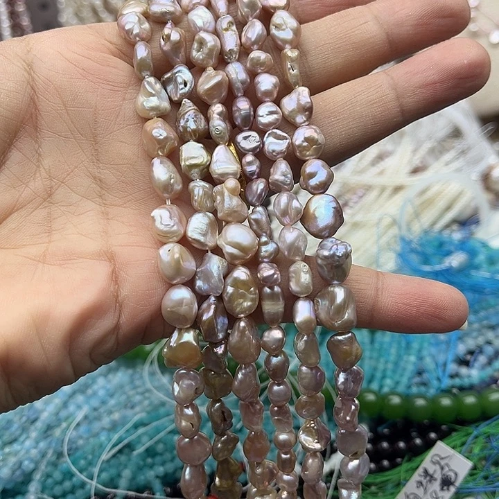 玛瑙/玉髓未镶嵌珠宝半成品一条6-8mm左右相思豆巴洛克珍珠