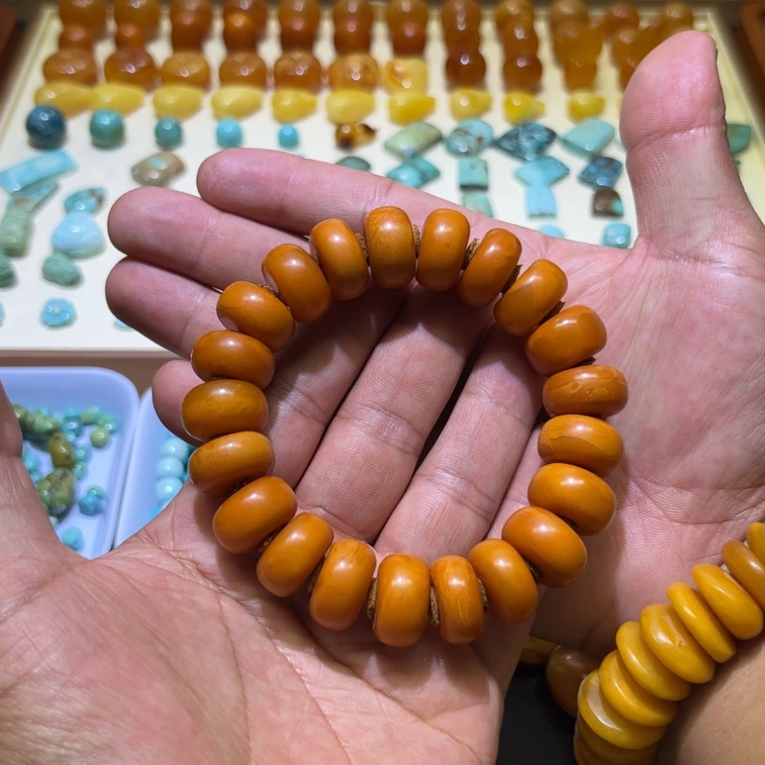 琥珀未镶嵌手链算盘珠手串